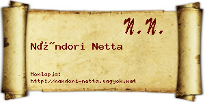 Nándori Netta névjegykártya